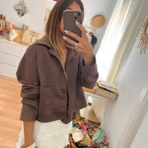 Chaqueta antelina marrón