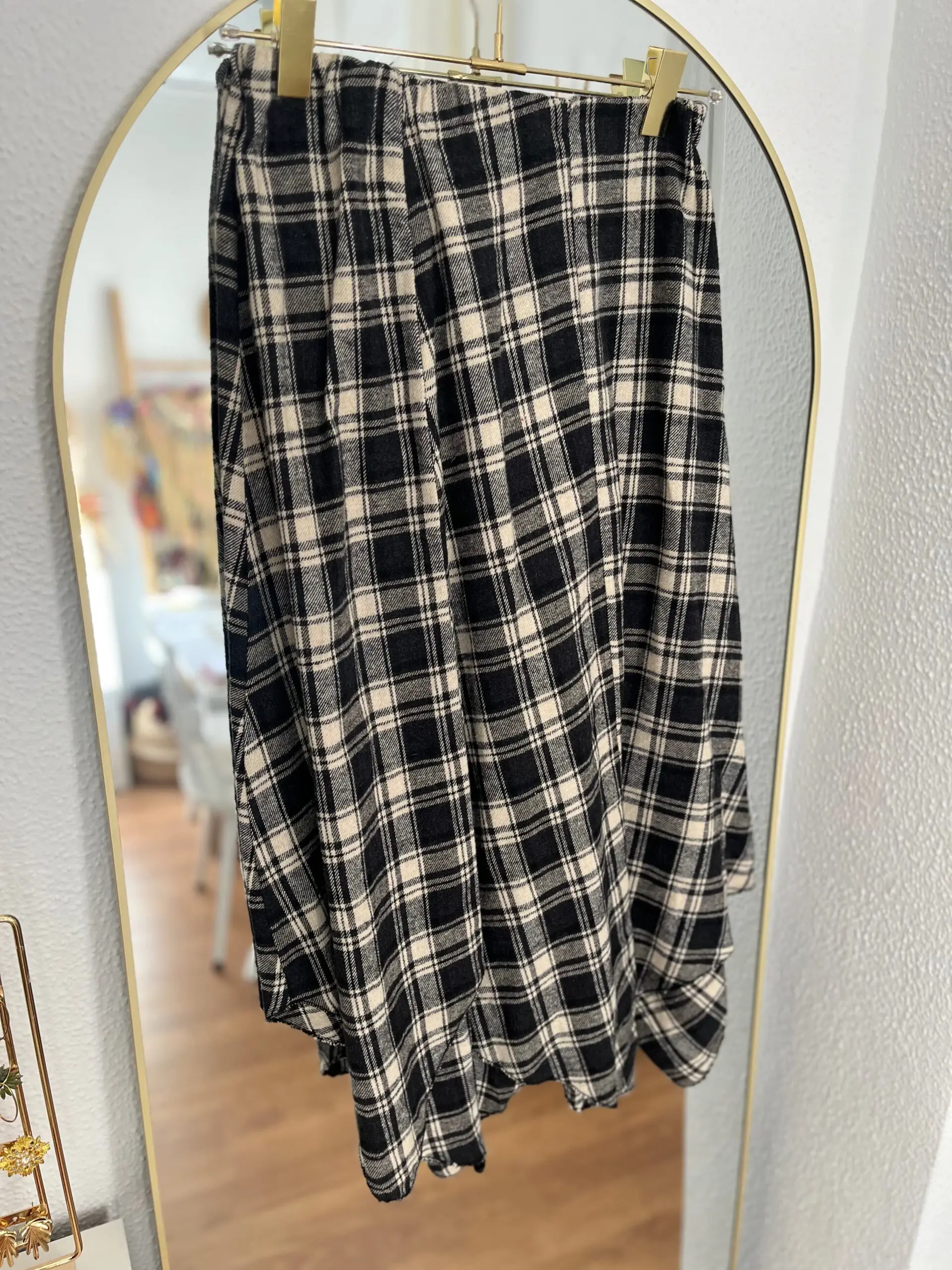 Falda vichy asimétrica gris - Imagen 2