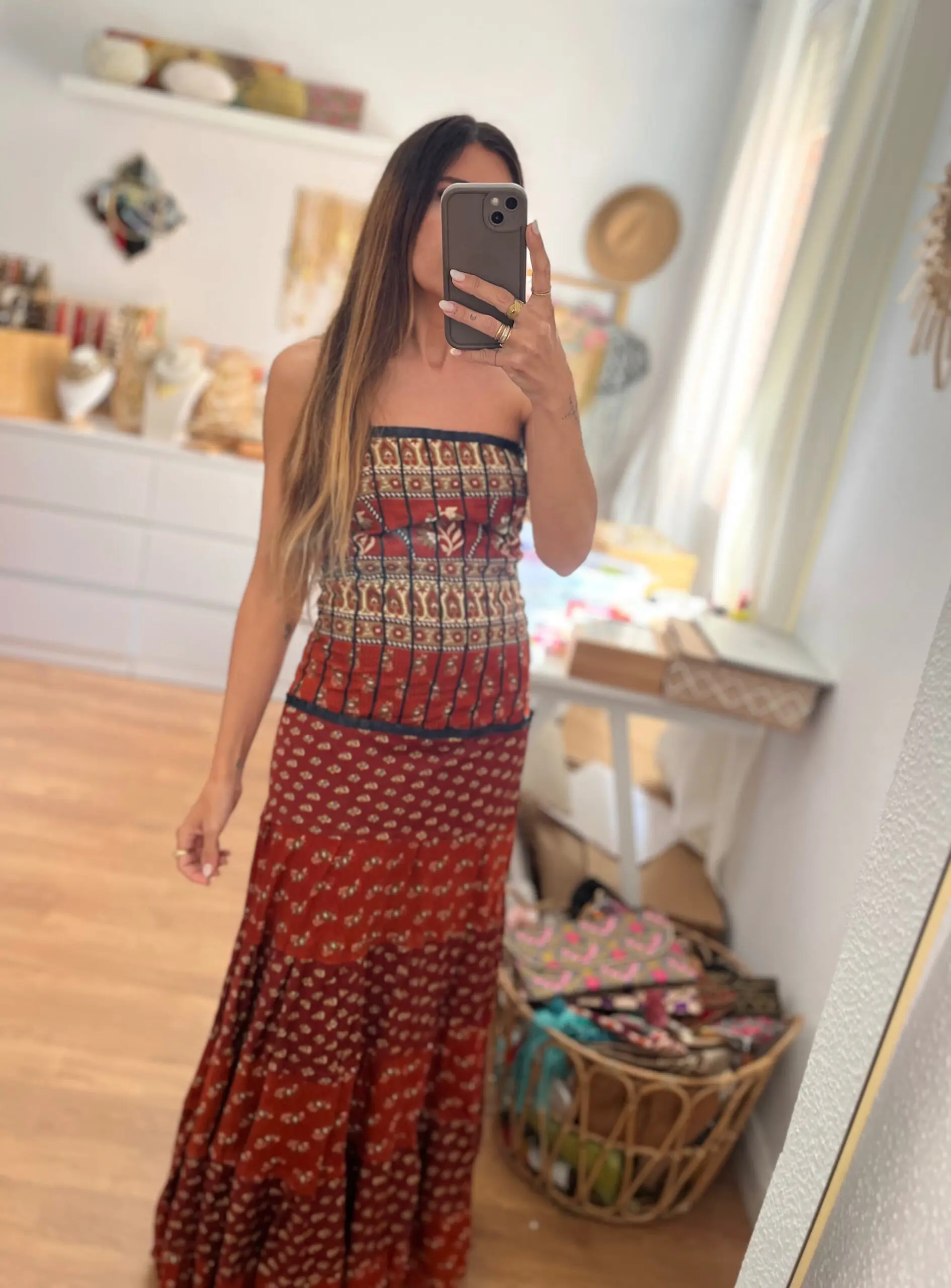 Vestido India burdeos - Imagen 4