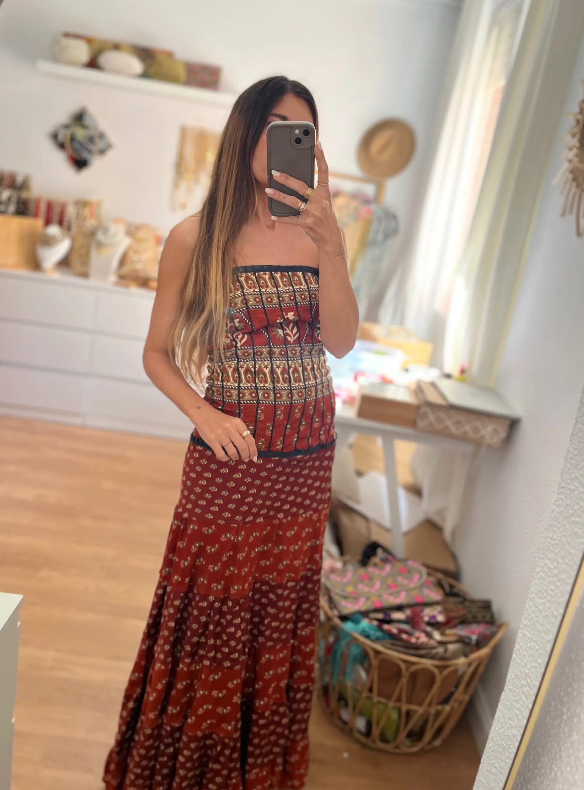 Vestido India burdeos - Imagen 3