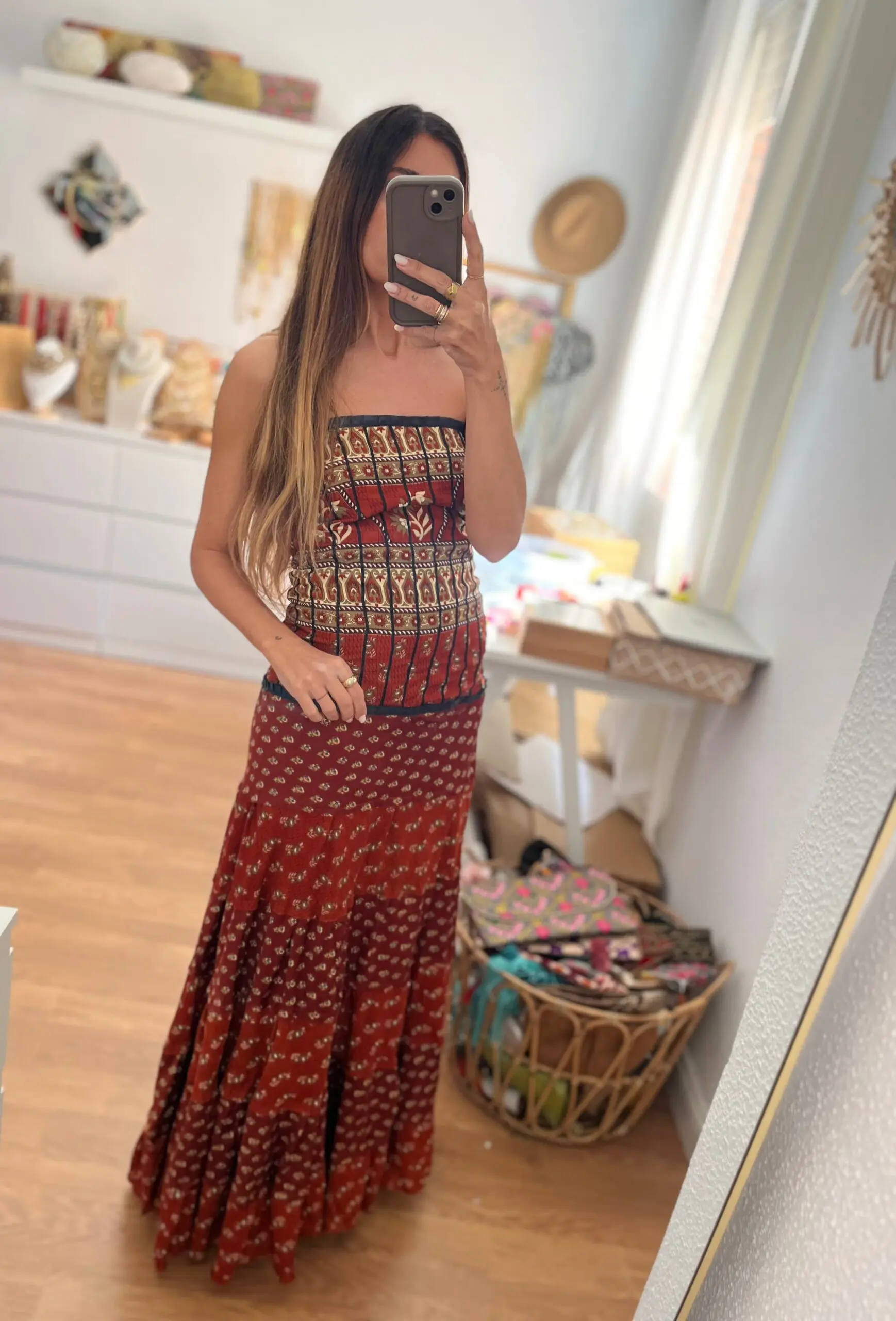 Vestido India burdeos