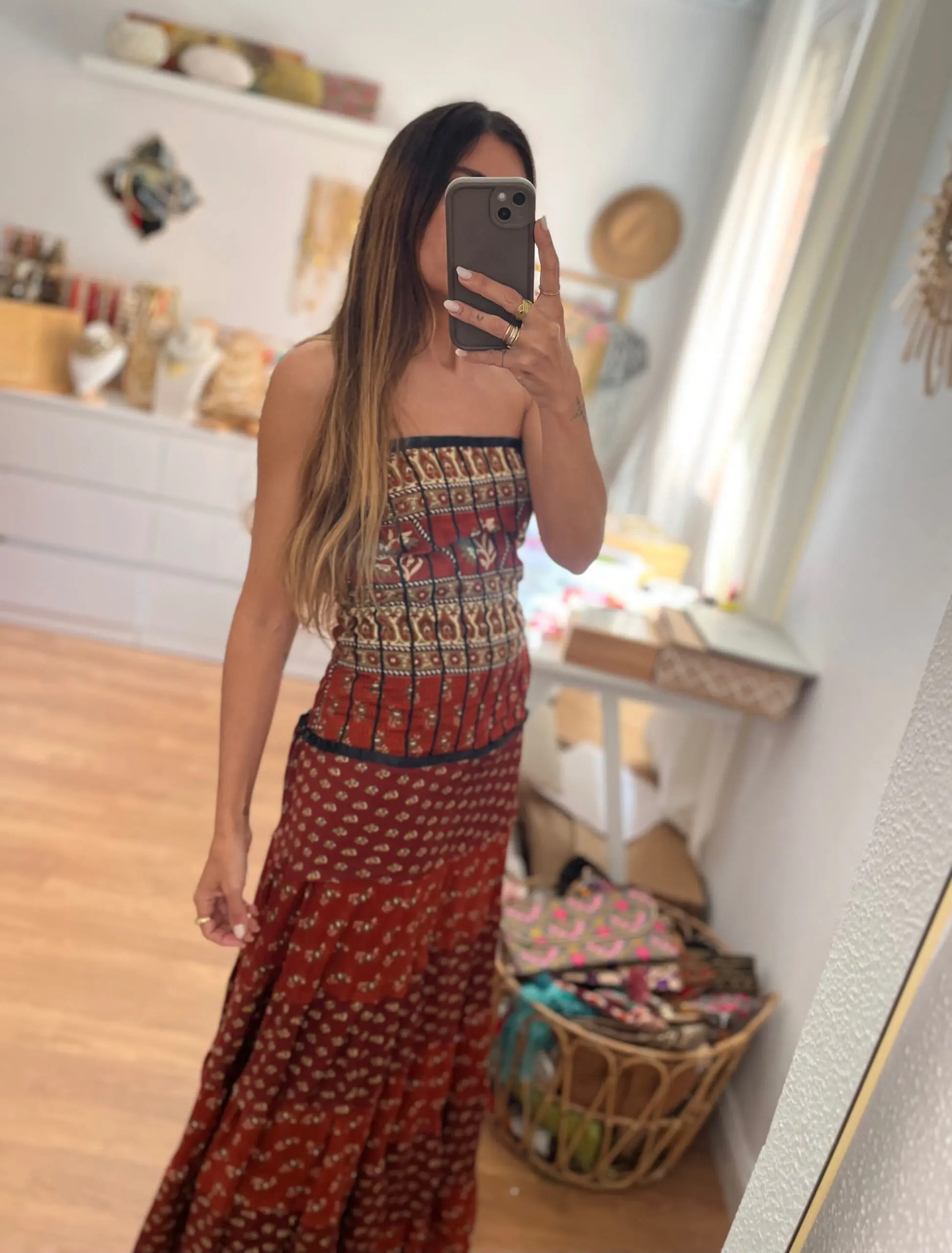 Vestido India burdeos - Imagen 2