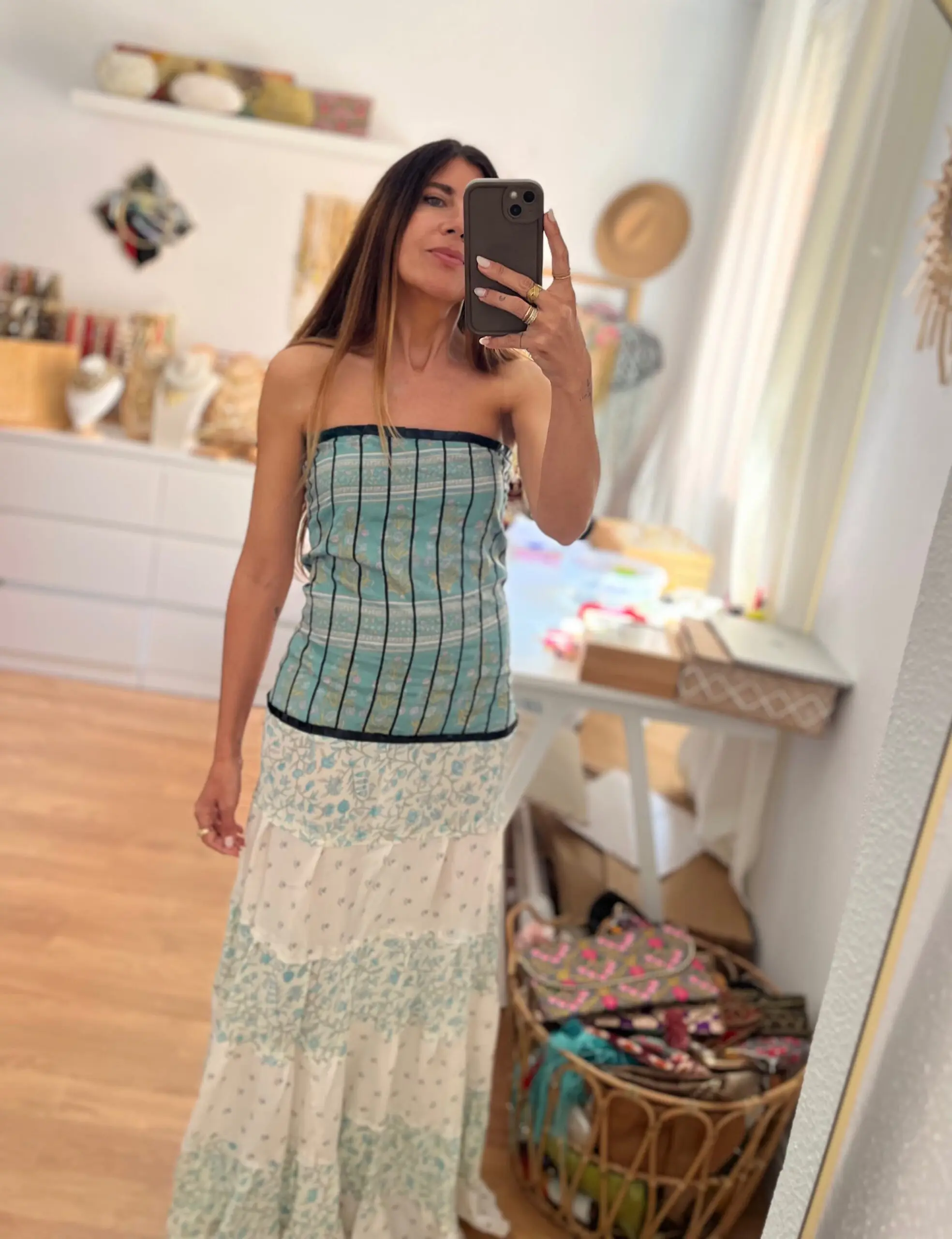 Vestido India turquesa