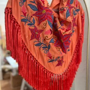 Mantoncillo Venecia naranja hoja azul