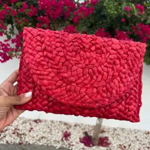 Bolso cartera rafia rojo
