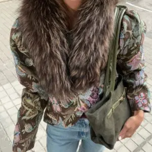 Cuello pelo natural marrón