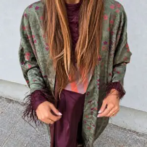 Kimono plumas verde